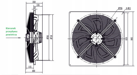 Průmyslový odsávací ventilátor 710 mm wyd.15120m3